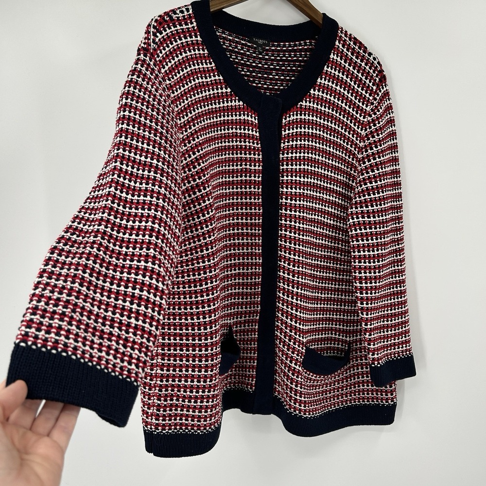 Talbots Preppy Cottage Cardigan Women 2X Heritage 100% Cotton Breathable Pockets